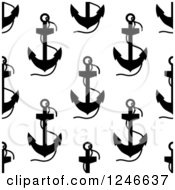 Clipart Of A Seamless Background Pattern Of Black And White Anchors 5 Royalty Free Vector Illustration