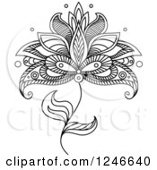 Clipart Of A Black And White Henna Flower 22 Royalty Free Vector Illustration