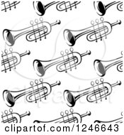 Poster, Art Print Of Seamless Black And White Trumpet Background Pattern