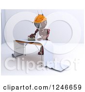 Poster, Art Print Of 3d Red Construction Android Robot Preparing Wallpaper