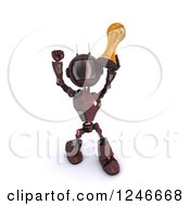 Poster, Art Print Of 3d Red Android Robot Holding Up A Soccer Championship Trophy 2