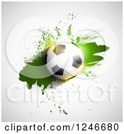 Poster, Art Print Of 3d Soccer Ball On A Green Splatter