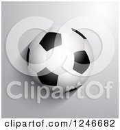 Clipart Of A 3d Soccer Ball On Gray Royalty Free Vector Illustration