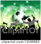 Poster, Art Print Of Silhouetted Crowd Of Fans Over A Soccer Ball And Green Flares