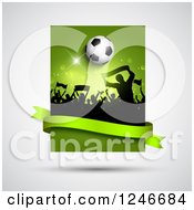Poster, Art Print Of Silhouetted Crowd Of Fans With A Soccer Ball And Green Flares With A Banner