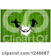 Poster, Art Print Of Silhouetted Soccer Players Over A Field