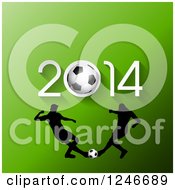 Poster, Art Print Of Silhouetted Soccer Players Under 2014 On Green