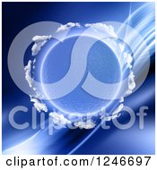 Clipart Of A 3d Water Planet Encircled With Puffy White Clouds Over Blue Waves Royalty Free Illustration