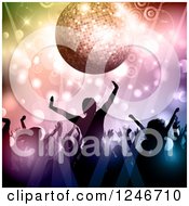 Poster, Art Print Of Silhouetted Dancers Under A Disco Ball Circles And Lights