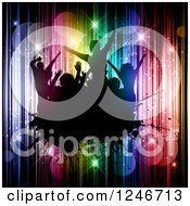 Poster, Art Print Of Silhouetted Dancers On A Black Splatter Over Flares And Lights
