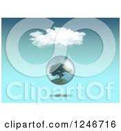 Clipart Of A 3d Tree In A Sphere Under A Cloud Royalty Free Illustration