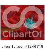 Clipart Of A 3d Hand Stopping A Virus Over Blood Cells Royalty Free Illustration