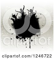 Clipart Of Silhouetted Dancers On A Splatter Over Tan Royalty Free Vector Illustration