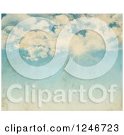 Clipart Of A Distressed Sky Background With The Sun Shining Through Clouds Royalty Free Illustration