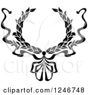 Poster, Art Print Of Black And White Laurel Wreath With Ribbons