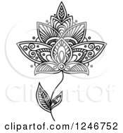 Clipart Of A Black And White Henna Flower 20 Royalty Free Vector Illustration