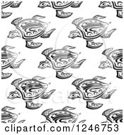 Poster, Art Print Of Seamless Black And White Background Pattern Of Tribal Sea Turtles