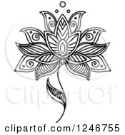 Clipart Of A Black And White Henna Flower 21 Royalty Free Vector Illustration