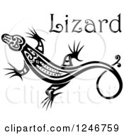Poster, Art Print Of Black And White Tribal Lizard With Text