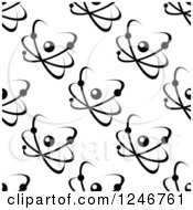 Clipart Of A Black And White Seamless Atom And Molecule Pattern 9 Royalty Free Vector Illustration