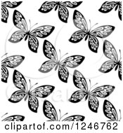 Poster, Art Print Of Seamless Black And White Butterfly Background Pattern 6