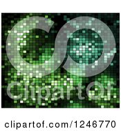 Clipart Of A Green Mosaic Or Pixel Background Royalty Free Vector Illustration