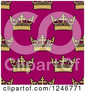 Poster, Art Print Of Seamless Background Pattern Of Gold Crowns On Pink