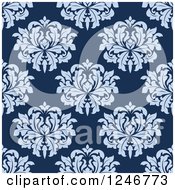 Clipart Of A Blue Seamless Floral Pattern Background Royalty Free Vector Illustration