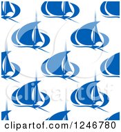 Poster, Art Print Of Blue Seamless Sailboat Background Pattern