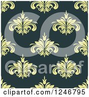 Clipart Of A Seamless Green Floral Pattern Royalty Free Vector Illustration