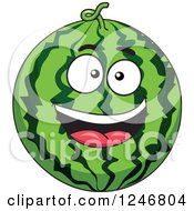 Clipart Of A Watermelon Character Royalty Free Vector Illustration