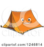 Clipart Of An Orange Tent Character Royalty Free Vector Illustration