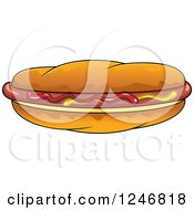 Clipart Of A Hot Dog With Mustard And Ketchup Royalty Free Vector Illustration
