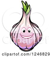 Clipart Of A Purple Garlic Character Royalty Free Vector Illustration