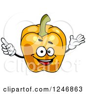 Clipart Of An Orange Bell Pepper Character Royalty Free Vector Illustration