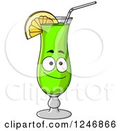Clipart Of A Green Cocktail Character Royalty Free Vector Illustration