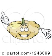 Clipart Of A White Pumpkin Character Royalty Free Vector Illustration