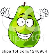 Clipart Of A Green Pear Character Royalty Free Vector Illustration