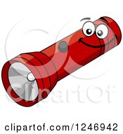 Clipart Of A Happy Red Flashlight Royalty Free Vector Illustration