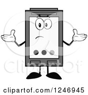 Poster, Art Print Of Confused Grayscale Ink Cartridge Character Mascot Shrugging