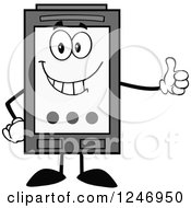 Poster, Art Print Of Grayscale Ink Cartridge Character Mascot Holding A Thumb Up