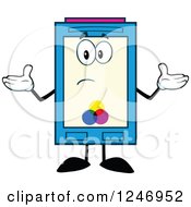 Confused Color Ink Cartridge Character Mascot Shrugging