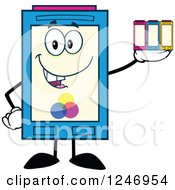 Color Ink Cartridge Character Mascot Holding Toner