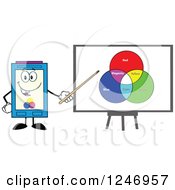 Poster, Art Print Of Color Ink Cartridge Character Mascot Presenting A Board Of Colors