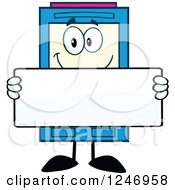Color Ink Cartridge Character Mascot Holding A Blank Sign