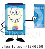 Color Ink Cartridge Character Mascot Holding A Euro Bill