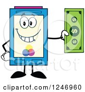 Color Ink Cartridge Character Mascot Holding A Dollar Bill