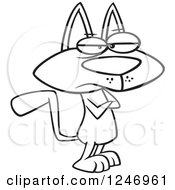 Clipart Of A Black And White Demanding Or Stubborn Cat With Folded Arms Royalty Free Vector Illustration