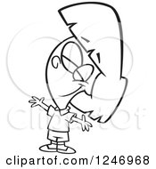 Clipart Of A Black And White Sweet Girl Wanting A Hug Royalty Free Vector Illustration