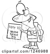 Poster, Art Print Of Black And White Happy Tortoise Holding A May 23 World Turtle Day Calendar
